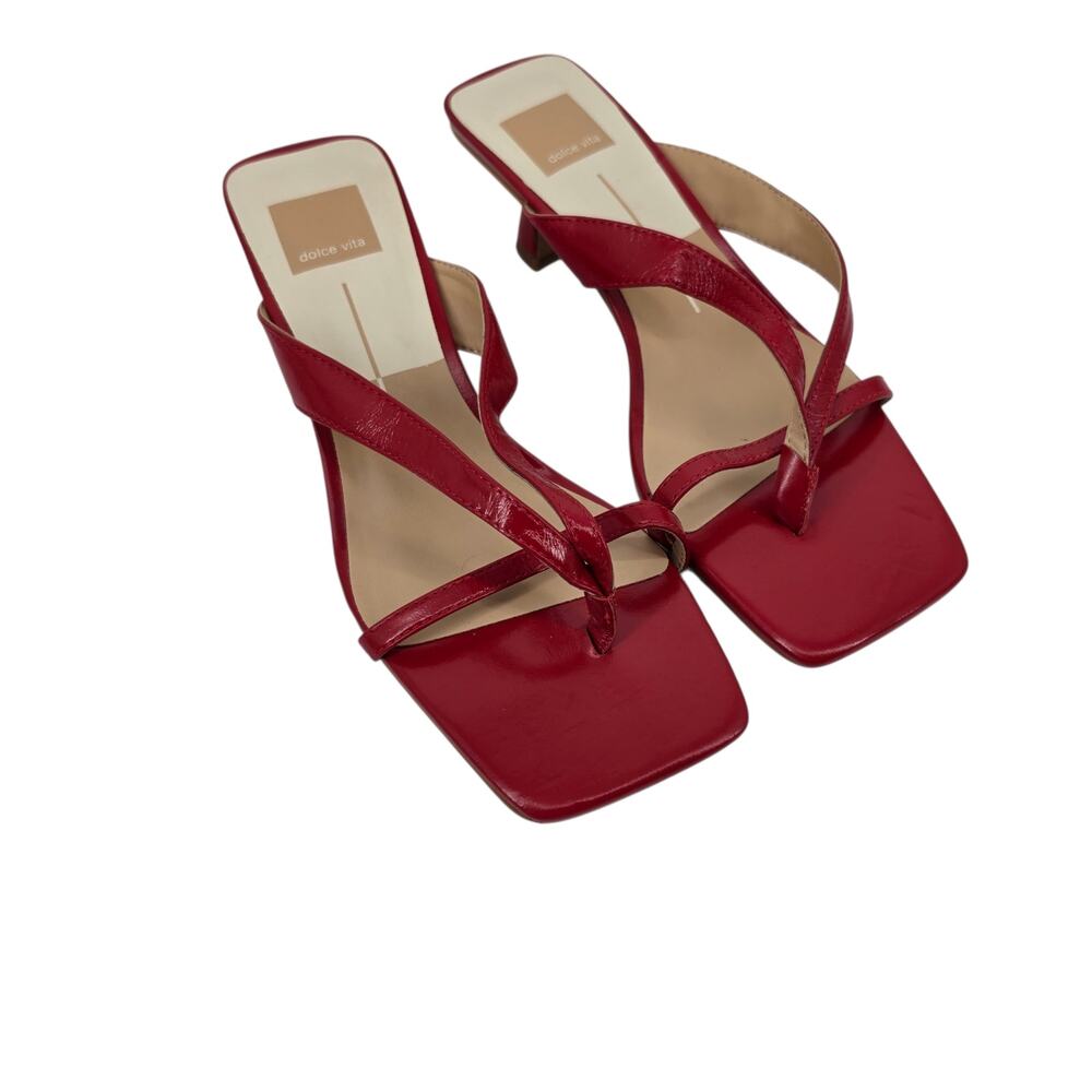 NWOT Dolce Vita Red Brevel Kitten Heel Square Toe Flip Flop Sandals Size 8.5